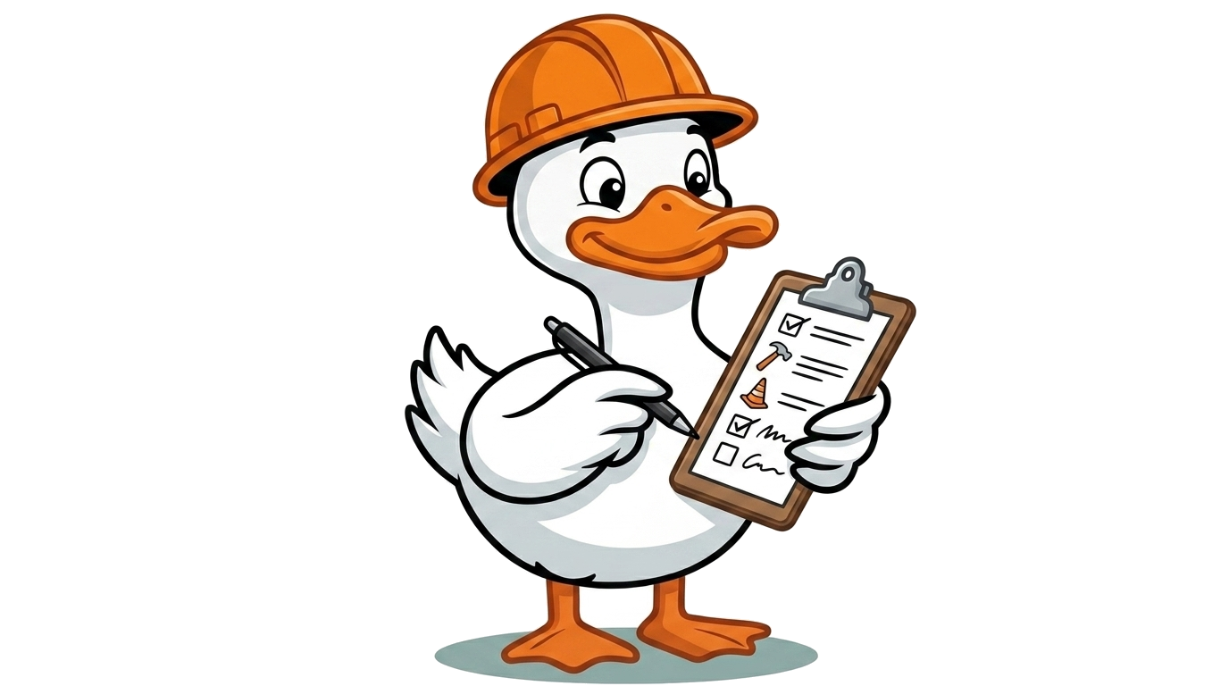 Dusty holding a checklist clipboard